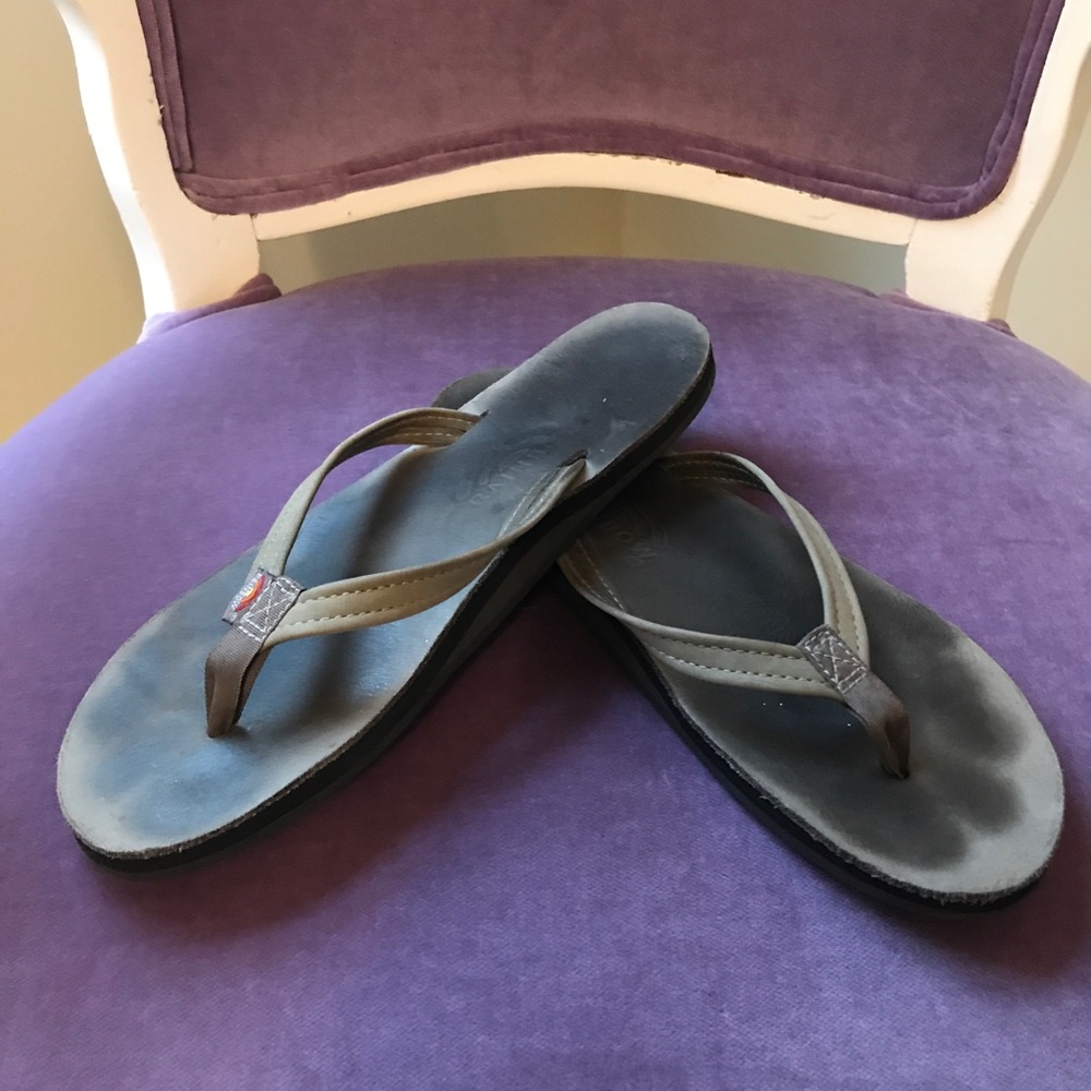 Grey Rainbow Flip Flops